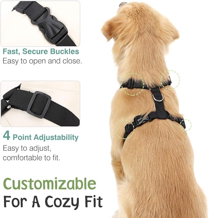 Dog Seat Belt, Safety Vest Dog Car Harness with Adjustable Buckle Dogs Seat-Belt for Vehicle Nylon Pet Safety Seats Belts Heavy Duty(M, Purple)
