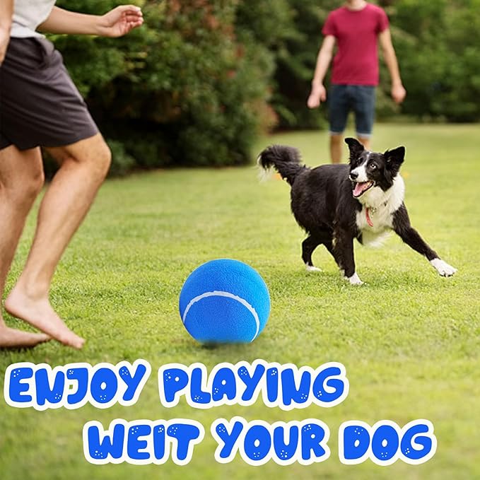 Big Tennis Ball for Dogs, Giant Dog Tennis Ball Toy Large Outdoor Sports Gift for Small Medium Large Dog (Blue, 9.5 inch)