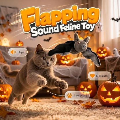 Flying Bat Dog Toy, Flapping Wings Interactive Chirping Pet Teaser, Remote Control Rechargeable Halloween Bat Toy with Catnip Filling, Electric Simulation Flying Motion Toy for Cats Dogs，2pcs