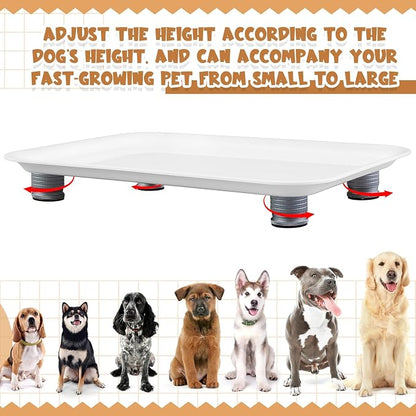 Marsui Ant Proof Pet Food Tray, Waterless Raised Cat Dog Bowl Stand with Adjustable Legs, No-Fill Physical Barrier for Indoor Feeding Station, Kitchen Sweets and Trash Area(23mm-37mm,White)