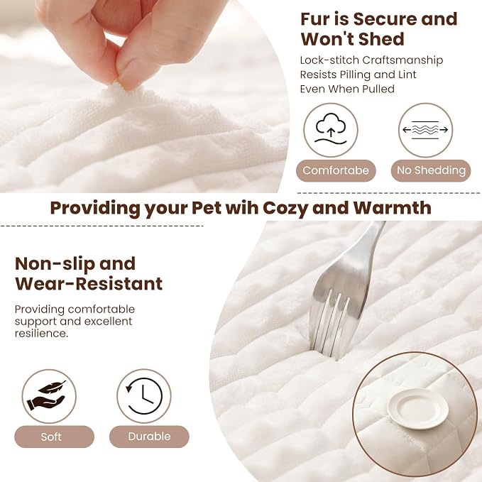 Couch Cover for Dogs Washable, Non-Slip Pet Couch Covers for Sofa, Fuzzy Dog Couch Cover Blanket, Thick, Soft, Plush Couch Cushion Covers for Sofa Protector (White, 27.6" x 59"/70 x 150cm)