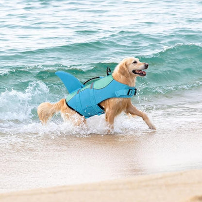 Shark Dog Life Jacket, Dog Life Vests for Boating, High Buoyant Pet Life Vest for Swimming, Adjustable Easy On Cat Life Jackets for Small, Medium, Large Dogs (Pool Blue,S)