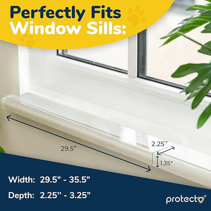PROTECTO 2Pack Window Sill Protector from Dogs - 29.5x2.25 Clear Window Guards from Cats Scratching, Chewing & Clawing - Keep Your Sills Smooth & Paws Safe - Ultra Strong Window Sill Cover Protection