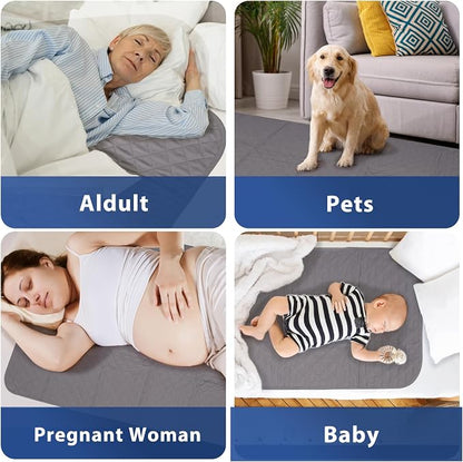 Waterproof Pads for Bed 24x36 Inch( 4pack),Incontinence Pads for Bed,Washable Bed Pads,Washable Incontinence Pads for Kids,Adults,Elderly,Pets,Bed Wetting Pads,Washable Bed Pads for Adults