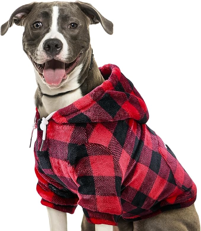 SlowTon Dog Hoodie Tie Dye - Warm Dog Sweater Hoodies with Pocket, Fall Winter Dogs Coat Jacket Pet Outfit Puppy Hooded Sweatshirt Clothes for Small Medium Large Dogs Boy Girl (Red, XXL)