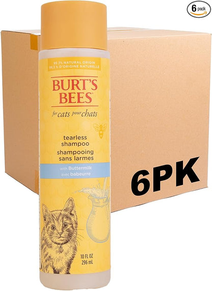 Burt's Bees for Pets Tearless Kitten Shampoo with Buttermilk and Honey, 99% Natural Origin Gentle Cat Shampoo for Sensitive and Itchy Skin, pH Balanced and Fragrance-Free, 10 Fl Oz - 6 Pack