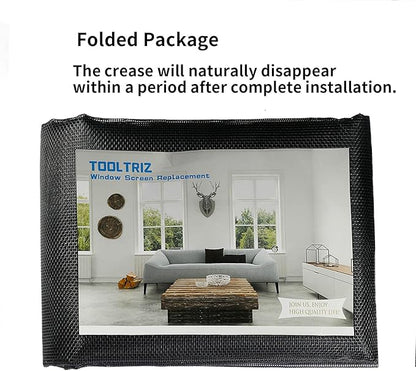 Tooltriz Pet Proof Window Screen Replacement, 60“ x 100” Upgraded Thicken Charcoal Fiberglass Mesh for Sliding Pet Screen Door Repair Kit - Screen Door Protector for Dogs Patio Screen mesh