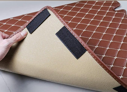 One-of-a-Kind Custom Car Floor Mats – Personalized Text + Image Printing, Premium Leather All-Weather Protection Fit 99% of Vehicles - Coffee
