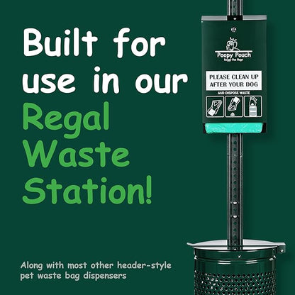 Header Pet Waste Station Bags - 2,400pcs of 8" x 13" Hanging Dog Waste Station Bags - Extra Thick (20 Microns), Durable, & Opaque Design - Single-Pull & Easily Disposable Refills