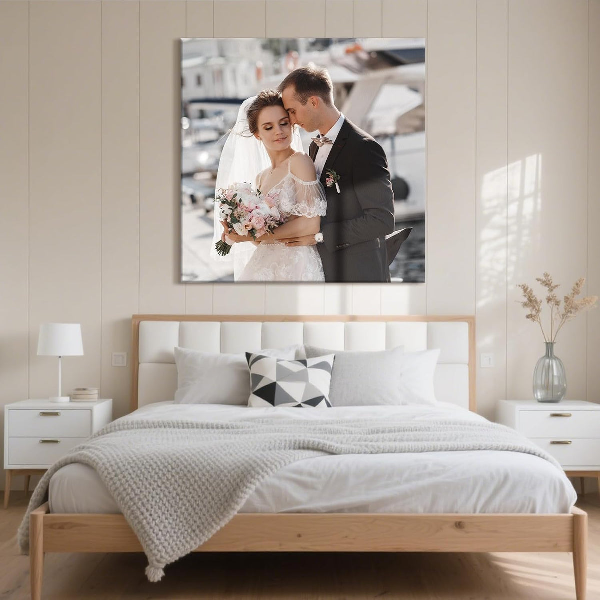 Personalized Custom Canvas Prints with Your Photos & Text, Customized Picture Print, Transform Own Images Into Framed Wall Art Digitally Printed Photo to Canvas, Keepsakes Gifts for Family 32x32’’