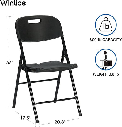 70 Pack Thicker 800 LBS Black Folding Chairs, Commercial Grade Folding Chair, Foldable Chairs for Events