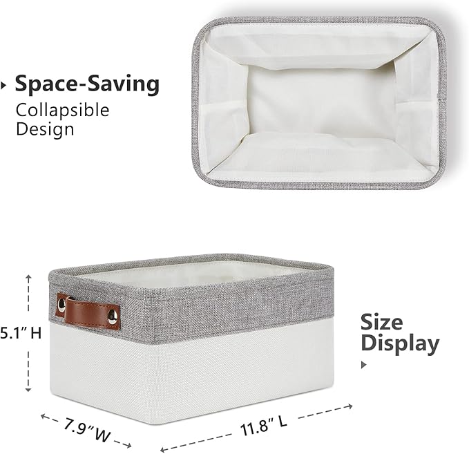 DULLEMELO Storage Baskets Bins for Organizing, Small Fabric Baskets for Shelves, Closets, Nursery, Home, Office, Empty Gift Baskets (6-Pack, Grey&White)