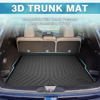 Mixsuper Cargo Liner Custom Fit for 2019-2025 Honda Passport All Weather Trunk Liner Anti-Slip Rear Cargo Mat Black