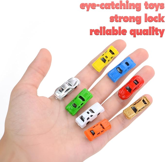 Racing Car Toys in Capsules - 250 Pcs - 1.1 Inch Plastic Capsules with Mini Racing Cars Toys for Kids inside - Bulk Easter Basket Stuffers Classroom Prizes