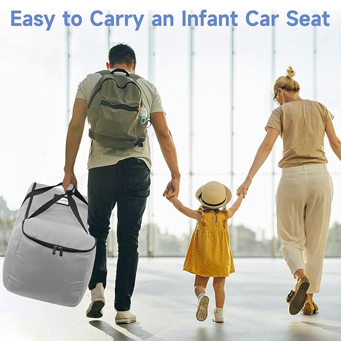 YOREPEK Infant Car Seat Travel Bag Compatible with UPPAbaby MESA V2 and Base,Fit for All Nuna Pipa Car Seat and Base, Padded Car Seat Bags for Air Travel, Carseat Cover for Airplane Travel, Grey