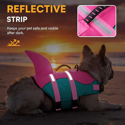 Dog Life Jacket With Rescue Handle - Swimming Vest, Adjustable Reflective Preserver for Small Dogs, Green XS