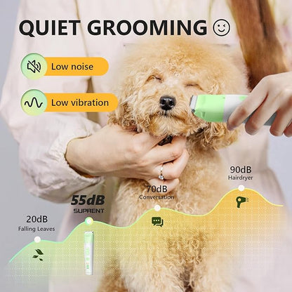 SUPRENT Dog Grooming Kit, 4 in 1 Dog Clippers for Grooming Supplies, Cordless Electric Pet Nail Grinder Cat Paw Trimmer Professional Long Hair Shaver Set for Cat Matted Hair and Small Dogs Thick Coats