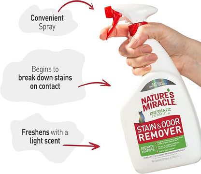 Nature's Miracle Stain and Odor Remover, Spot Stain and Pet Odor Eliminator, Enzymatic Formula, 32 Ounce Spray