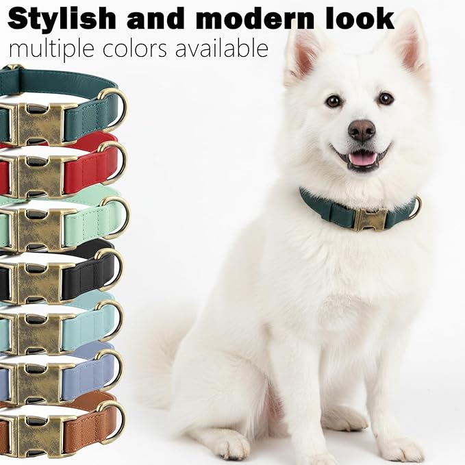 Silicone Dog Collar and Leash Set, Waterproof & Odor-Proof Puppy Collar for Small Dogs, Soft Flexible Leather-Look Dog Collars, Durable Thick Adjustable Pet Collar (Black, Medium (12.5-20" Neck))
