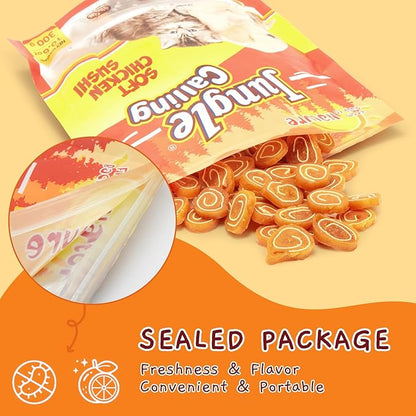 Jungle Calling Soft Chicken & Codfish Cat & Dog Treats, High Protein Pet Snacks for Small & Medium Dogs & Cats, Chewy Chicken Sushi Dog Training Treats, 10.6 oz