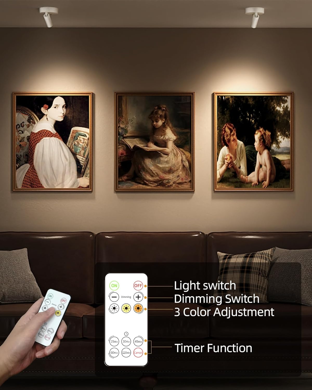 EZVALO Battery Powered LED Spotlight Indoor, Wireless Picture Lights with Remote,5500mAh Rechargeable Mini Display Light, Uplighting Indoor for Artwork Tree Painting Portrait (white-1Pack)