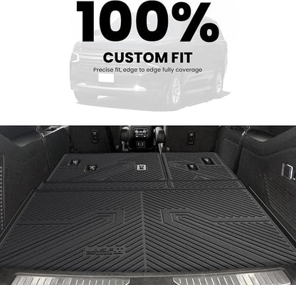 LASFIT Trunk Mat with 3rd Row Backrest Mat 2021-2026 for Chevrolet Chevy Suburban/GMC Yukon XL (Only Yukon XL, Not Fit Yukon)/Cadillac Escalade ESV (Only Escalade ESV, Not Fit Escalade)