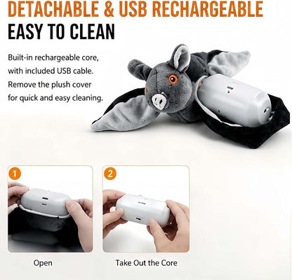 Flying Bat Toy for Dogs & Cats, Flapping Wings Interactive Pet Toy，3 | Flapping bat toy with chirping engages cats and dogs, mimics real flying motion. Cute interactive pet teaser