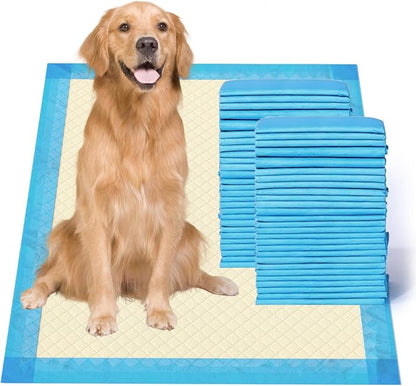 Gardner Pet Ultra Absorbent Thicker Dog Pee Pads Extra Large XL 28"x34" Leak-Proof Odor-Control Blue Puppy Training Pads Full Edge-Wrapping Pad for Dogs, Puppies, Doggie, Cats, Rabbits - 50 Ct