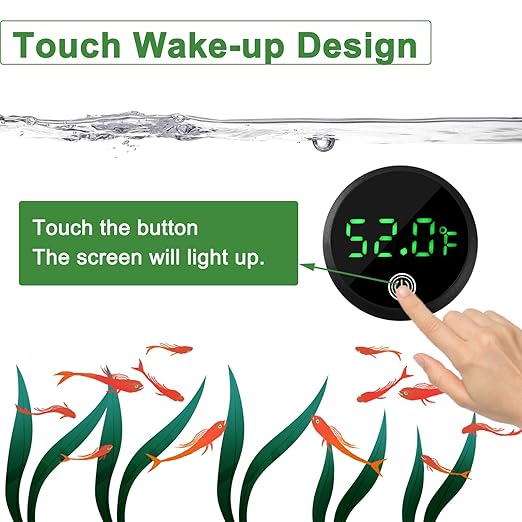 Aquarium Thermometer Digital Fish Tank Thermometer Led Display Fish Tank Temperature Gauge Accurate Thermometer to ±1℉ for Betta Axolotl Turtle Tank (with Spare Battery) 2pack