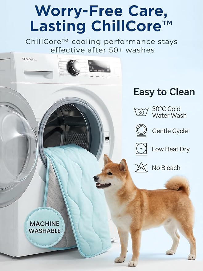 furrybaby Dog Cooling Mat for Large Dogs, 43"x32" Self Cooling Pet Cooling Mat for Dogs & Cats, QMAX>0.5, Thickened Cool Fiber, Cooling pad for Dog Bed, Durable Portable Indoor/Outdoor Summer