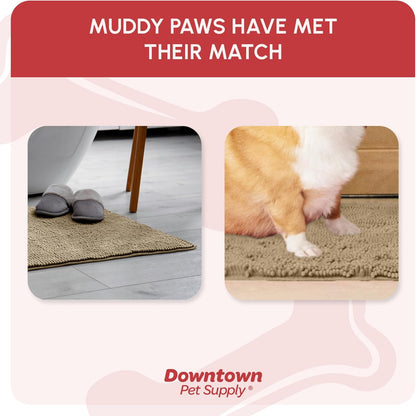 My Doggy Place Microfiber Dog Mat for Muddy Paws, 18" x 24" Oatmeal - Absorbent and Quick-Drying Dog Paw Cleaning Mat, Washer and Dryer Safe - Non-Slip Rubber Backed Dog Floor Mat, Small
