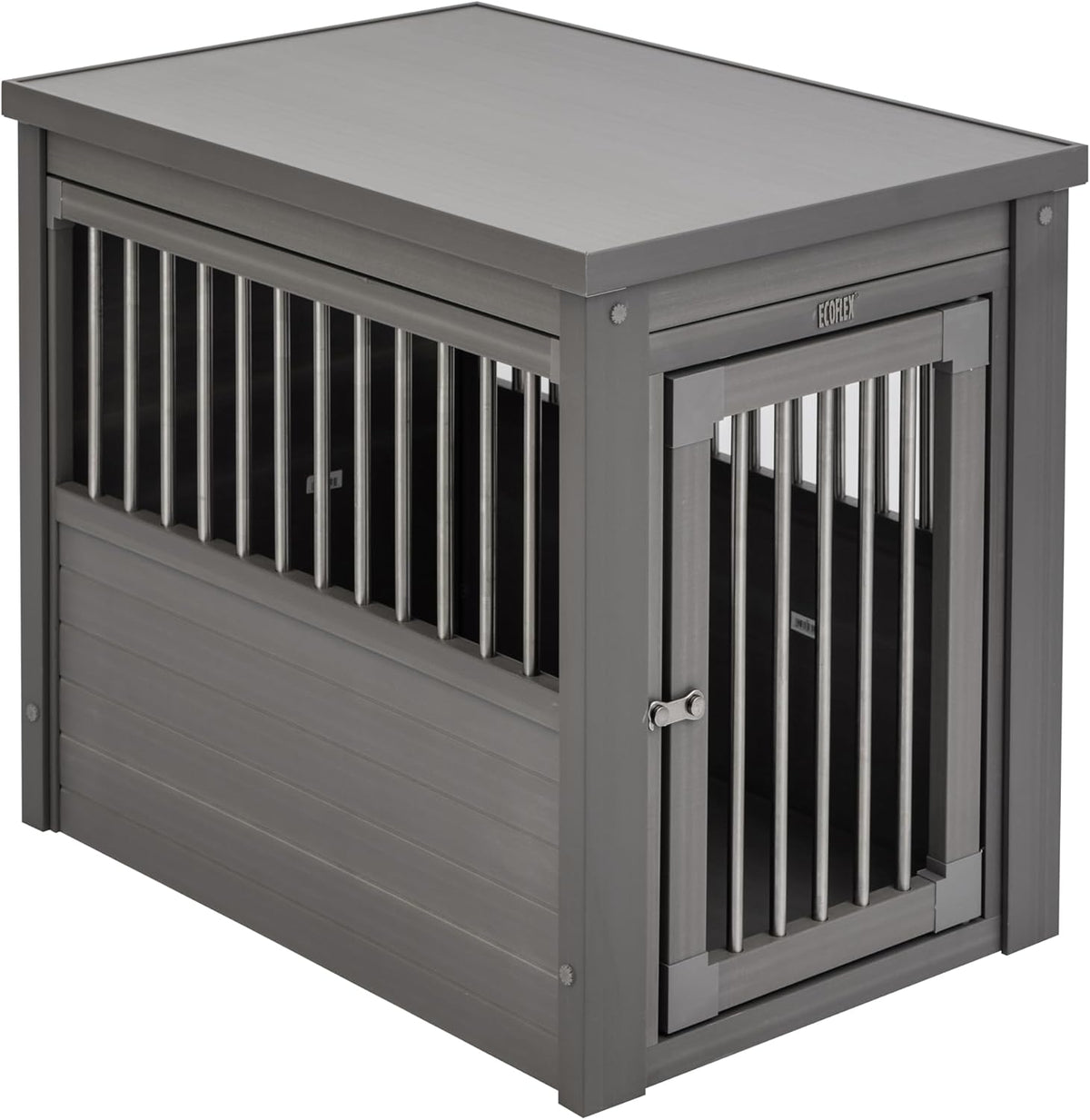 New Age Pet ECOFLEX Dog Crate End Table - Furniture-Style Pet Crate for Crate Trained Dogs - Stainless Steel Tubing & a Latched Closure - 10 Year Manufacturer's Warranty, Medium
