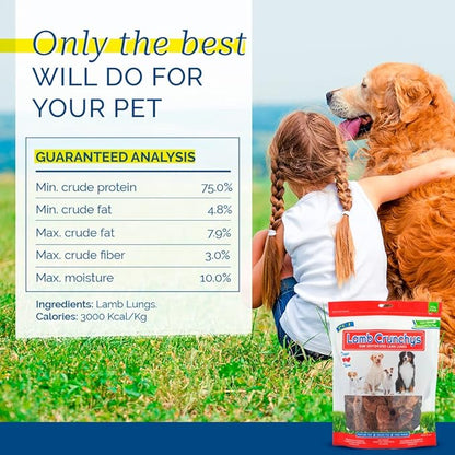 PCI Pet Center Inc. Lamb Crunchys Raw Dehydrated Lamb Lungs Dog Treats, 16 Ounce Pack, LAM-016MC