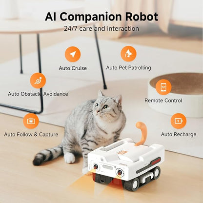 A3 AI Pet Companion Robot Pet Robot Camera Automatic Pet Tracking | Plastic | Pet, Child, Security, Elderly | Auto obstacle avoidance, Auto Recharge | 2K