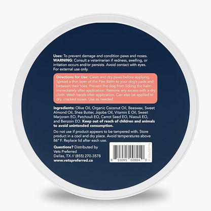 Vets Preferred Paw Balm Pad Protector for Dogs – Dog Paw Balm Soother – Heals, Repairs and Moisturizes Dry Noses and Paws – Ideal for Extreme Weather Season Conditions - 2 Oz - 2 Pack