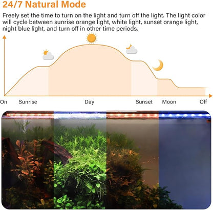 hygger Submersible LED Aquarium Light, 21W 23in 24/7 Mode Fish Tank Light with 5 Rows Beads, with Timer 9 Colors and Adjustable Brightness, Full Spectrum IP68 Waterproof Light for Fish Tank 24-43 inch