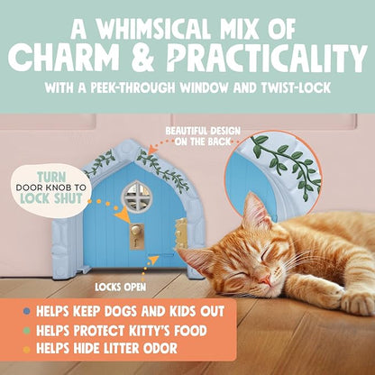 Fairy® Door Interior Pet Door - Large Cat Door for Cats Up to 20 lbs, Durable & Versatile Indoor Kitty Door for Solid or Hollow Core, Stylish Cat Hole, Comfortable, Easy Install, with Tight Lock