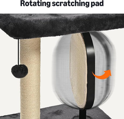Amazon Basics Single-Platform Cat Tree with Scratching Post and Pad for Indoor Cats, 15.7 x 11.8 x 18.5'', Gray