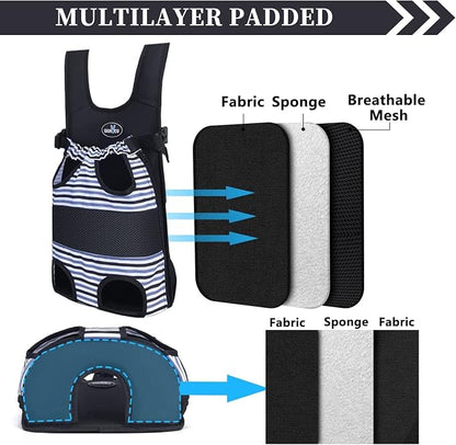 Wakytu Pet Carrier Backpack, Pet Front Dog Carrier Backpacks, Adjustable Pet Front Cat Dog Carrier Backpack Travel Bag, Legs Out, Easy-Fit for Traveling Hiking Camping for Small Cats Dogs