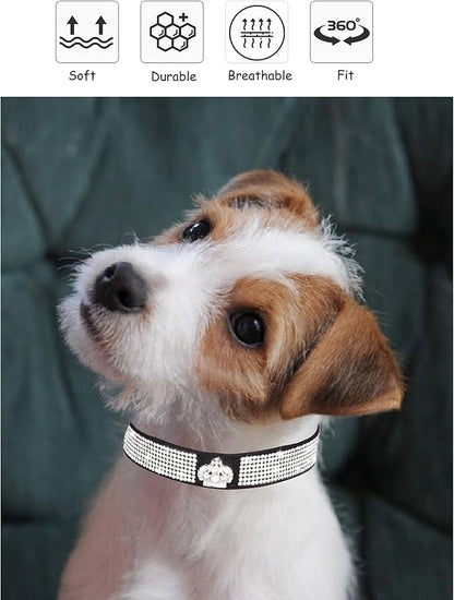 Bling Dog Collar for Small Medium Large Dogs, Crown Rhinestone Dog Collars for Girl and boy Dog, Diamond Puppy Collars, Adjustable Leather Suede SOFE Cat Collar (M(13"-15.4"/33CM-39CM), Pink)