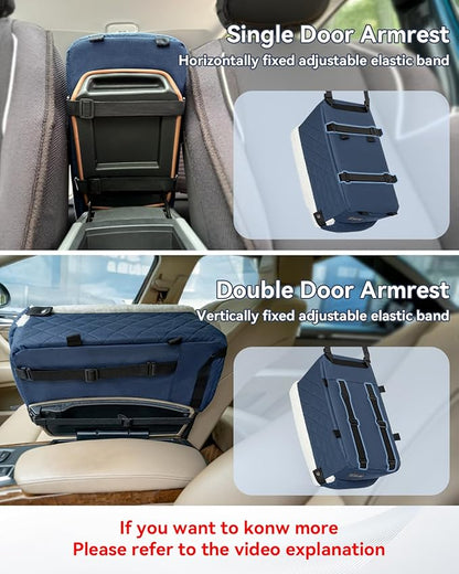 PETSFIT Center Console Dog Car Seat with Safe Protection Hooks, Pet Car Seat with Upgraded Safety Tethers, Washable Cushion, Console Dog Car Seats for Small Dogs Up to 8 Lbs(Blue)
