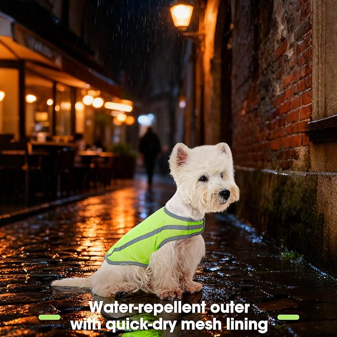 FUAMEY Dog Reflective Vest for Medium Dogs,Dog Hunting Vest High-Visibility Dogs Safety Vest for Night Walking Water-Resistant Service Pet Gear Adjustable Outdoor Activities Neon Green M