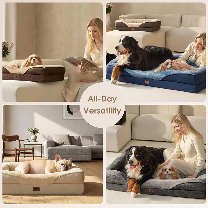 EHEYCIGA Orthopedic Dog Bed for Medium Dog, Memory Foam Dog Couch, Dark Green