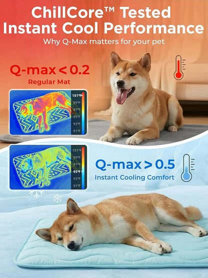 furrybaby Dog Cooling Mat for Large Dogs, 43"x32" Self Cooling Pet Cooling Mat for Dogs & Cats, QMAX>0.5, Thickened Cool Fiber, Cooling pad for Dog Bed, Durable Portable Indoor/Outdoor Summer