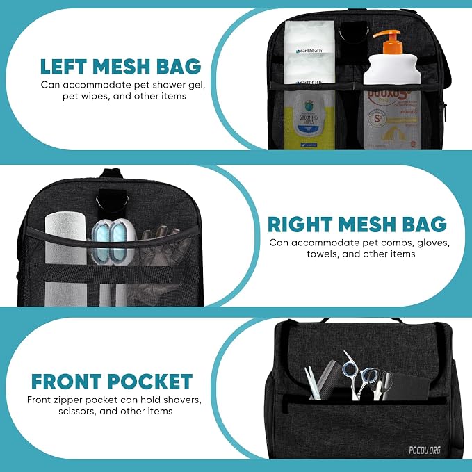 Pet Travel/Grooming Supplies Organizer Carry Bag - Compatible with Oneisall/Neabot Dog Grooming Vacuum, Large Capacity - Bag Only (Black)