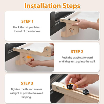 Cat Scratch Window Perch, Sturdy Cats Hammock for Window, Scratching Posts for Indoor Cats. Easy to Adjust Cat Bed for Windowsill, Bedside, Drawer and Cabinet. No Drilling Needed.