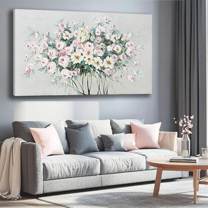 Green Wall Art Floral Home Decor Sage Green Pictures Wall Decor Pink Photo Pictures Flowers Wall Decorations for Girls Room 29"x58"