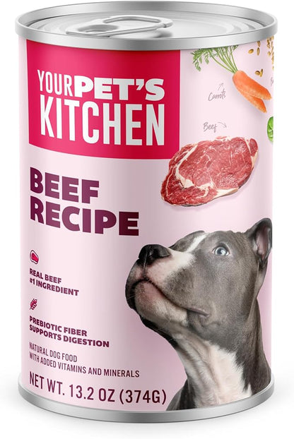 YOUR PET'S KITCHEN Wet Dog Food, Chicken Pot Pie Recipe & Beef Recipe Variety Pack - 13.2 oz Cans (Pack of 12), Made in The USA with Real Chicken