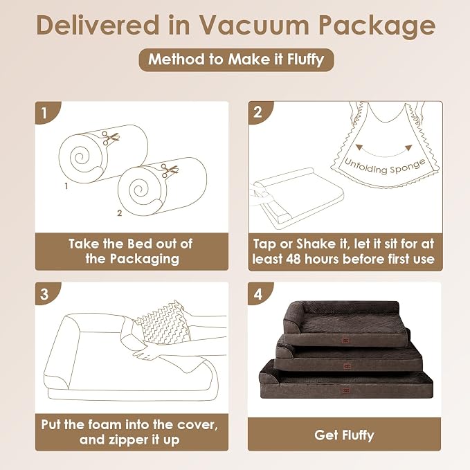 EHEYCIGA XL Dog Bed Memory Foam for Crate, Extra Large Dog Bed Orthopedic with Washable Removable Cover, Waterproof Pet Sofa Couch XLarge Size Dogs, 41x27x6.5, Brown | Washable Removable Cover, Waterproof Flat Pet Sofa Couch with Nonskid Bottom, 41x27x6.5