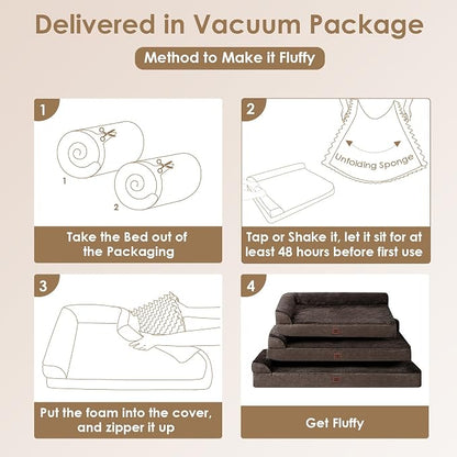 EHEYCIGA XL Dog Bed Memory Foam for Crate, Extra Large Dog Bed Orthopedic with Washable Removable Cover, Waterproof Pet Sofa Couch XLarge Size Dogs, 41x27x6.5, Brown | Washable Removable Cover, Waterproof Flat Pet Sofa Couch with Nonskid Bottom, 41x27x6.5